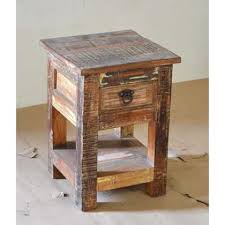 We have bedside tables with drawer design, shelf design and round table design. Reclaimed Wood Bedside Table Jugs Indian Furniture Gifts