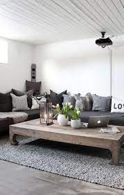 Wohnzimmer Skandinavischer Landhausstil Graues Sofa Holz Couchtisch Couchtisch Graues Wolz Co Living Room Scandinavian House Interior Living Room Grey