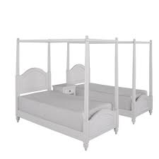 This white bedroom sure is highlighted with the beddings used in the bed. Bowery Hill Bowery Hill 3 Piece Twin Canopy Bedroom Set In White Bowery Hill