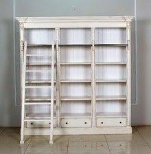 Ivory Library Bookcase With Ladder Shabby Chic Room Living Room Decor Country Country Cottage Decor