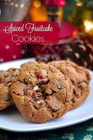 Dark Fruitcake Cookies Spiced Fruitcake Flavor In A Crispy Chewy Cookie Recipe Fruit Cake Cookies Fruit Cake Chewy Cookie
