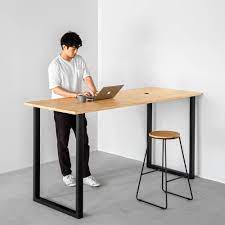 法人向け スタンディングデスク ラバーウッド square 鉄脚 金物家具の かなでもの スタンディングデスク カフェ内装 インテリア ラグ