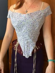 It reaches to the waist and has a point in front and back. The Sewing Goatherd 1865 Pink And Lace Ball Gown The Bodice