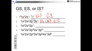 Electron configuration worksheet with answers. Ground State Excited State Or Impossible Electron Configurations Youtube