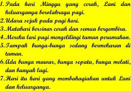 في ( di ), من ( dari ). Tuliskan Kembali Kalimat Dalam Bacaan Olahraga Pagi Gunakan Huruf Tegak Bersambung