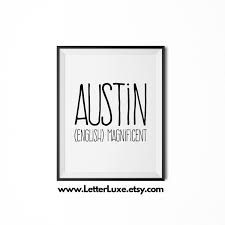 Austin Name Meaning Art Printable Baby Shower Gift Nursery Etsy Names With Meaning Austin Name Baby Shower Gifts For Boys
