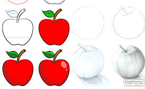 Cara menggambar dengan pensil warna. Gambar Apel