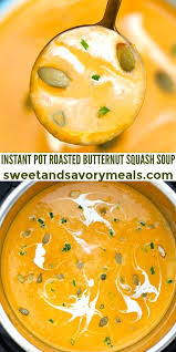 Instant Pot Roasted Butternut Squash Soup Sweet And Savory Meals Recipe In 2020 Easy Soup Recipes Roasted Butternut Multi Cooker Recipes