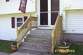 Allow 3 days for the concrete to set before installing the handrail. Adding Wooden Handrails To Concrete Steps Concrete Stairs Handrails For Concrete Steps Outdoor Handrail