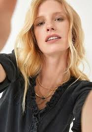 HUSH Francis Cotton Denim Shirt Oversized Top Long Sleeve Blouse in Black  Washed