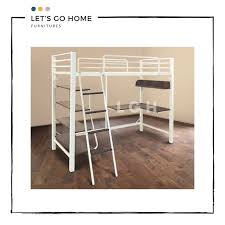 A loft bed is not the same as a bunk bed. Aloha Loft Bed Frame Single Size Bed Frame W Study Table Book Shelves Katil Besi Loft Meja Rak Buku Single Shopee Malaysia