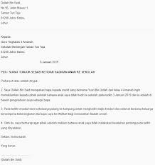Agar meyakinkan, sang anak bisa meminta orang tua untuk menuliskan suratnya atau bisa juga dengan mencantumkan tanda tangan orang tua pada surat tersebut. Contoh Surat Tidak Hadir Ke Sekolah Dengan Pelbagai Alasan Yang Munasabah Ohcewek