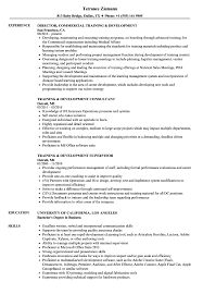 training development resume samples