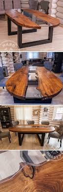 The Large Dining Table Made Of Wood And Glass Oval Table In The Style Of River Made From Slabs Of Wood Sycamore With A Live Dekor Ahsap Isciligi Kahve Masasi