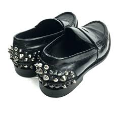 Coach Mens 9 5 M Black Leather Studded Loafers Spiked Dress Shoes G1703 Couture Coach Loafersslipons Studded Loafers Coach Shoes For Men Slip On Dress Shoes