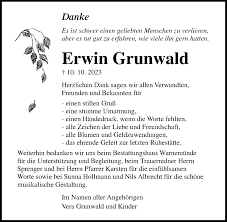 Traueranzeigen von Erwin Grunwald