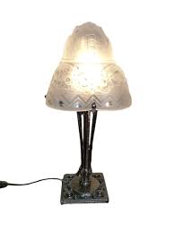 Lampe boule muller frères lunéville art déco pied bronze argenté. Muller Freres Luneville Lampe Art Deco En Verre Moule Presse Xxe Siecle N 63221