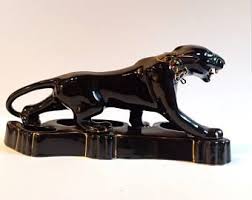 1950s Ceramic Black Panther Planter Deco Mid Century Collectable Figurine Collectible Figurines Black Panther Lamp Planters