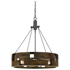 Bradford 6 Light Wood Drum Pendant Light
