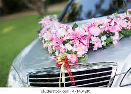 Heart shape decoration made from flowers on car hood during. Wedding Carwedding Decoration On Wedding Carluxury Stock Photo Edit Now 471434240