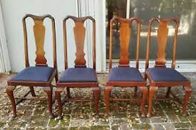 Queen anne style dining chairs set of two wood antique shipping not included. Set Of 4 Antique 19c Carved Walnut Queen Anne Dining Chair Ebay