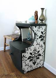 Wallpaper And Chalk Paint Table Makeover Table Makeover Dressing Table Paint Painted Table