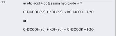 It has many industrial and niche applications, most of which exploit its caustic nature and its reactivity toward acids. What Salt Is Formed When Aqueous Potassium Hydroxide React With Ethanoic Acid Quora