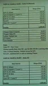 Pergi ke pejabat pos berhampiran anda. Senarai Harga Lesen Memandu