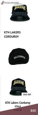Lakers Kth Upside Down Los Angeles Hat Black Corduroy Lakers Logo Hats
