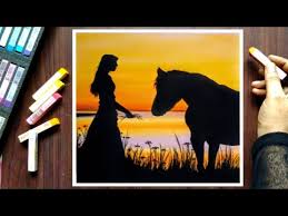 Mountain silhouette, teresa ascone, alaska, trees, snow, sunset, landscape, light, water, creek. How To Draw And Paint Beautiful Sunset Scenery Silhouette Soft Pastel Easy Drawing For Beginners Youtube