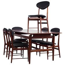 Large round dining table with chairs furniture. Set Of Italian Dark Teak Wood Dining Table And 6 Chairs 1950s For Sale At 1stdibs