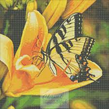 lily with swallowtail butterfly cross stitch pattern advanced cross stitch