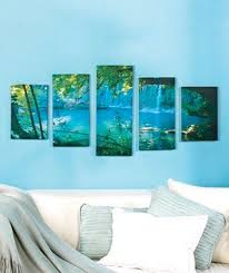 Modrn industrial stylized rectangles framed wall art. Furniture Storage Lighting Lakeside Canvas Wall Art Set Waterfall Wall Art Wall Art Sets