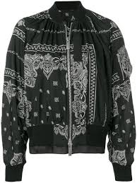 Black And White Varsity Jacket Womens Sacai Bandana Print Bomber Jacket Farfetch Printed Bomber Jacket Bandana Print Printed Bomber