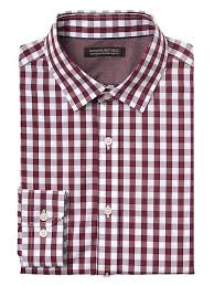 Banana Republic Mens Grant Slim Fit Non Iron Stretch Check Shirt Red Sharp Dressed Man Men Dress Check Shirt
