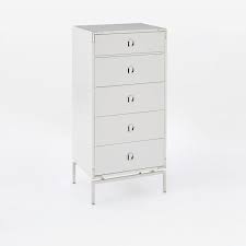 Ends in 6d 9h 5m. Malone Campaign 5 Drawer White Lacquer Tall Dresser