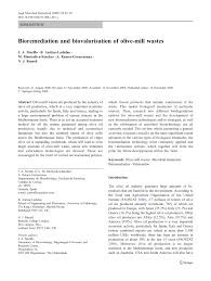 Pdf Bioremediation And Biovalorisation Of Olive Mill Wastes
