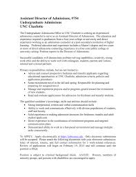 assistant director of admissions at unc