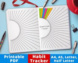 On the top right of the habit tracker, there is a small calendar where you can fill in the numbers of the current month. Bullet Journal Habit Tracker Printable Sun The Digital Download Shop