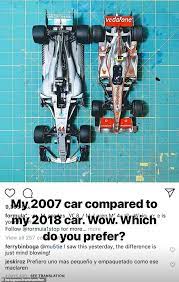 F1 is slow enough as it is. Lewis Hamilton Shares Picture Of His 2018 Mercedes Next To His First Ever Mclaren Daily Mail Online