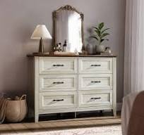 LINSY HOME Dresser for Bedroom, Long Dresser with 6 Drawers and Antique  Handles, Chest of Drawers for Living Room, Entryway and Hallway, Rustic Oak