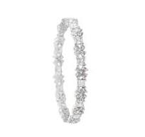 Estele Rhodium Plated CZ Gorgeous Flower Designer Bangles