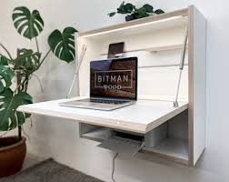 Wall Mounted Floating Desk: Japandi Midcentury Workstation With Shelves
