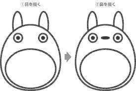 step2トトロの目 鼻を描く 簡単 可愛い イラスト キャラクター 簡単 イラスト トトロ