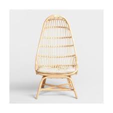Natural Rattan Fallon Cocoon Chair With Cushion World Market 230 Liked On Polyvore Featuring Home Outdoors Swinging Chair Chair Patio Furniture Cushions