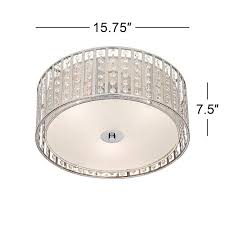 Minimal led clear crystal glass beads round chrome ceiling lights flush mount. Possini Euro Crystal Strands 15 3 4 Wide Drum Ceiling Light 96536 Lamps Plus