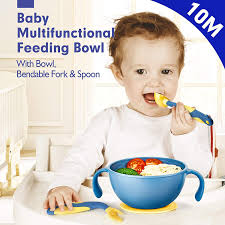 Buy Baby Bowls First Stage With Bendable Baby Spoons Fork Suction Toddler Plates For Toddler With Lid Straw Non Slip Baby Bowl Baby Plates Anti Overflow Snack Cup Baby Girl Boy Gifts Set