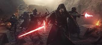 Kylo ren holding rey in an early concept art for star wars: Star Wars Holocron On Twitter Kylo Ren On Mustafar Concept Art For The Rise Of Skywalker