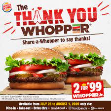 Burger king secret menu, breakfast menu, catering menu, lunch menu for soup, salad, chicken, burger price at one place. Burger King Philippines On Twitter We Believe In The Power Of A Thank You Which Is Why We Re Giving You Another Chance To Thank Your Quarantinehero Get 2 Whopper Jrs For