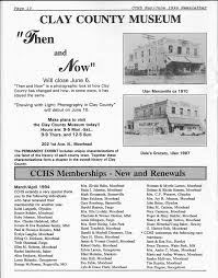 CLAY COUNTY HISTORICAL SOCIETY CCHS Spring Tour set for June 9. Details